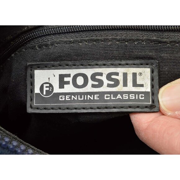 Fossil Genuine Classic Blue Nylon w/Leather Trim Crossbody Purse - Picture 4 of 14